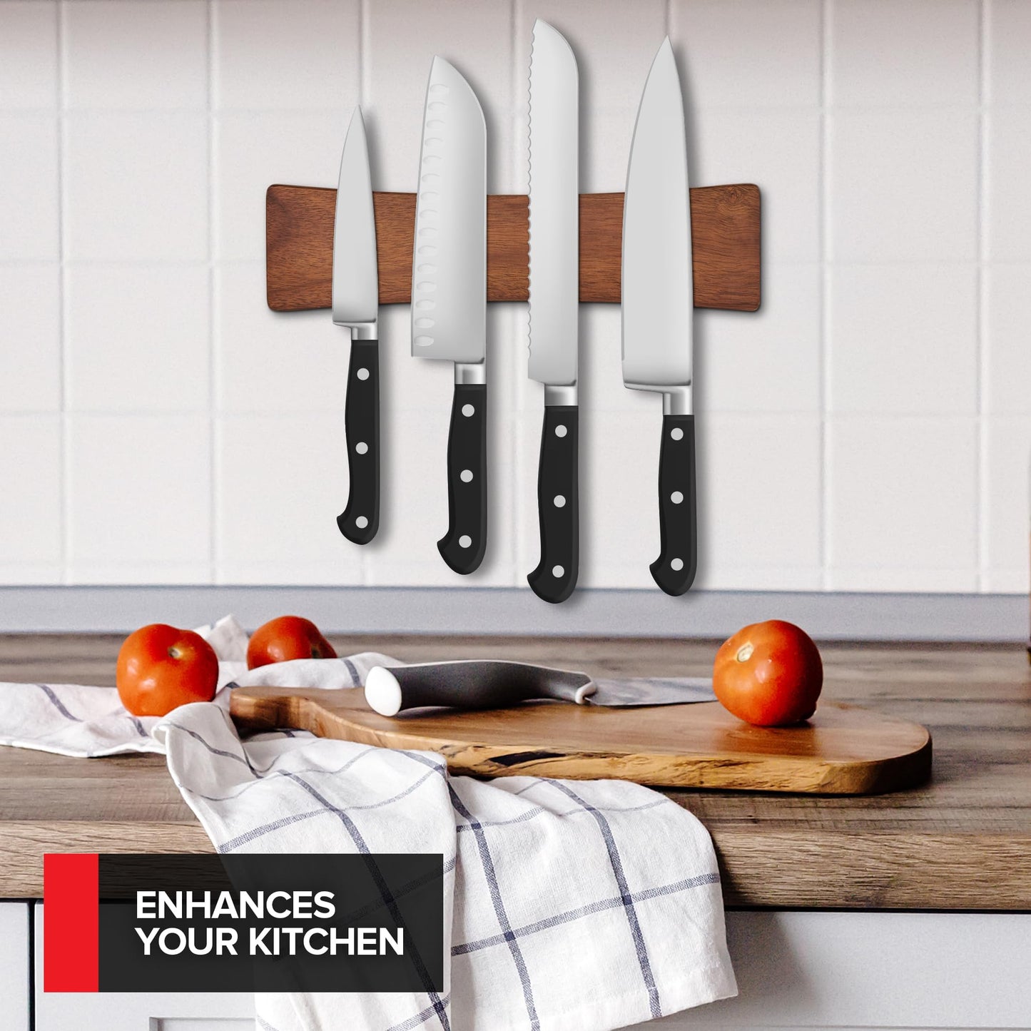 Modern Innovations 12 Inch Stainless Steel Magnetic Knife Bar with Multipurpose Use as Knife Holder, Knife Rack, Knife Strip, Kitchen Utensil Holder, Tool Holder, Art Supply Organizer, Home Organizer