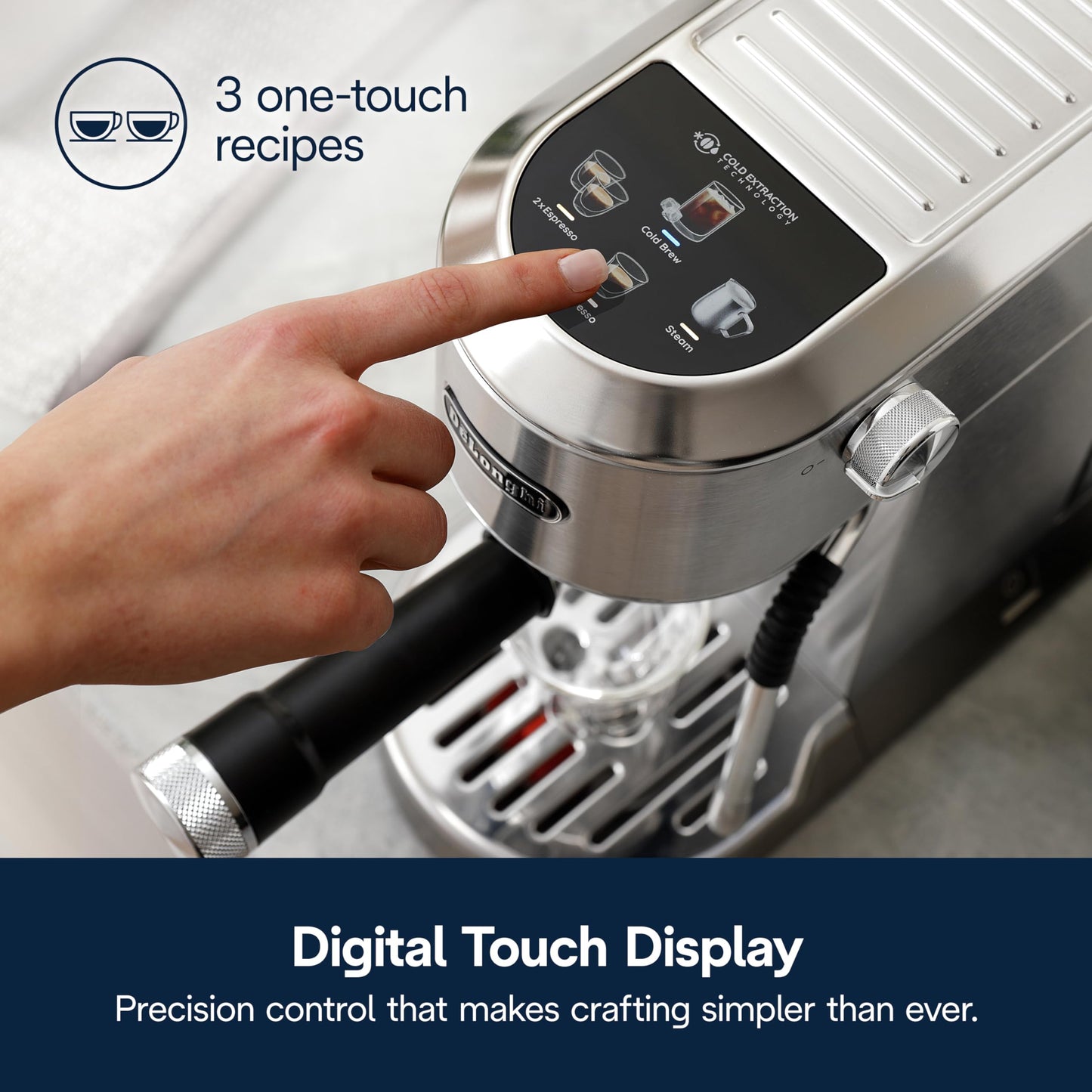 De'Longhi Dedica Duo Compact Espresso Machine - Cold Brew Coffee Maker with Milk Frother Wand- for Espresso, Hot & Iced Coffee, Cappuccinos, Lattes & Home Barista Brewing, Stainless Steel Finish