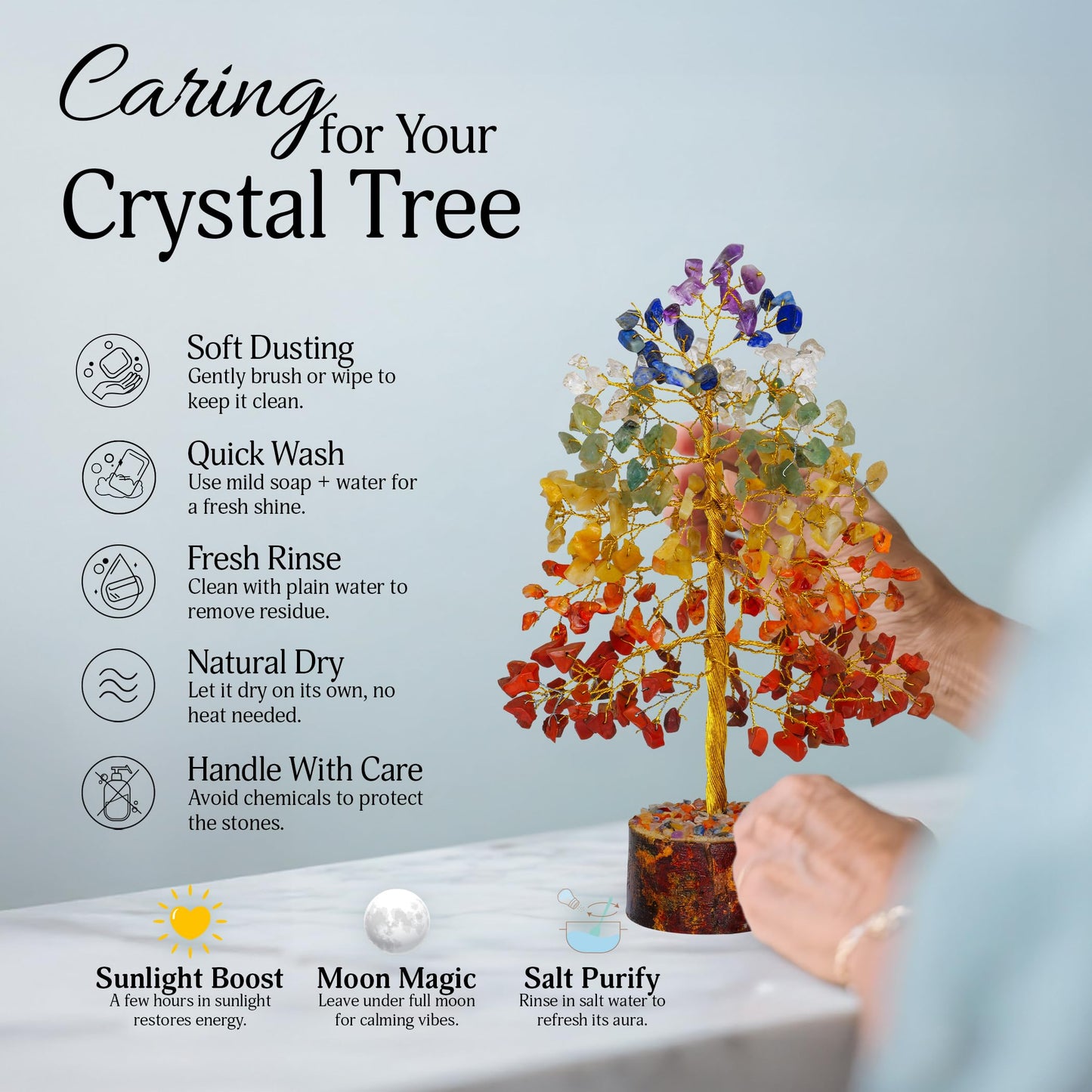 FASHIONZAADI 7 Chakra Tree of Life - Crystals and Healing Stones | Birthday Gifts for Women | Crystal Tree for Positive Energy | Home & Office Decor | Gifts for Women