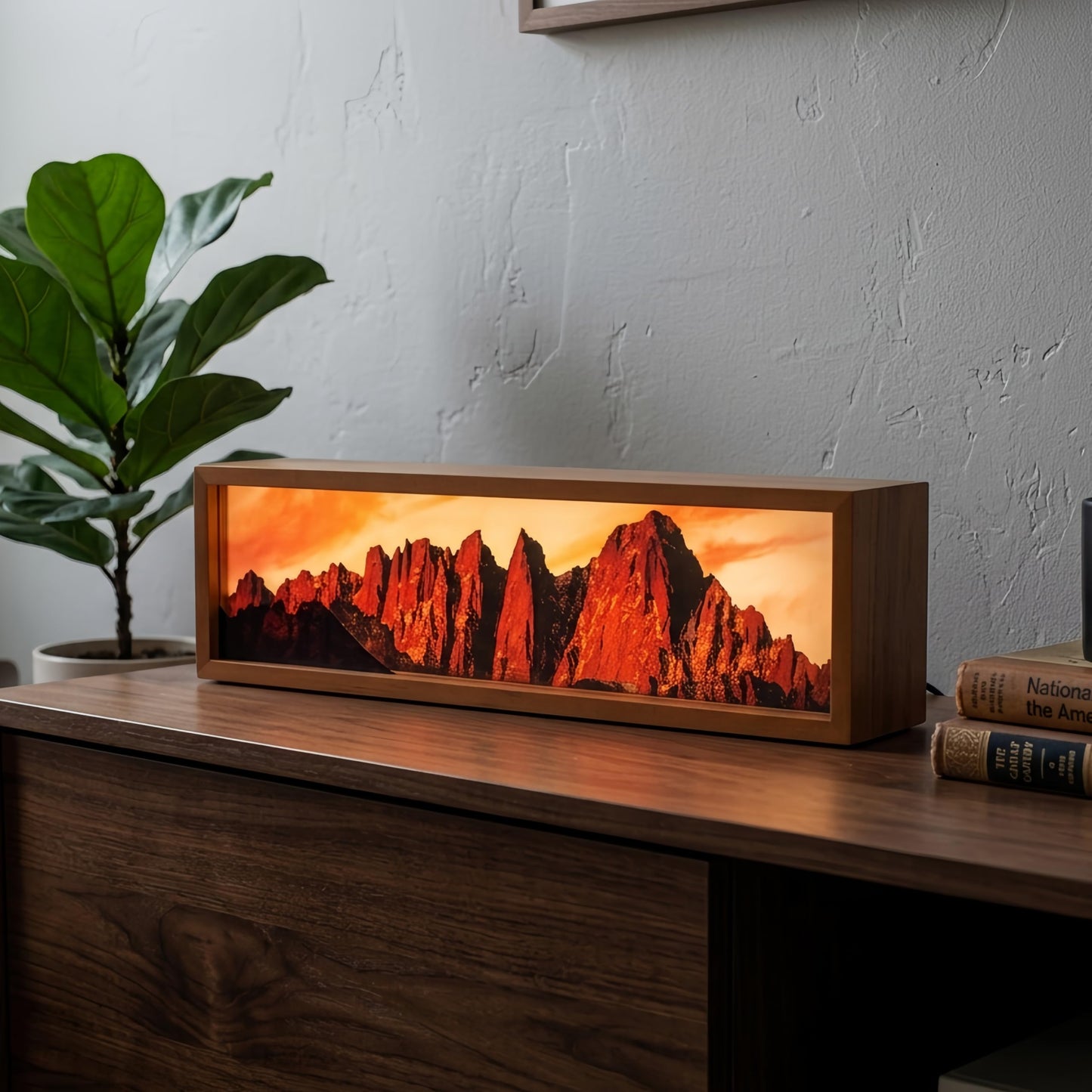 Homsewit Mount Whitney in Sunlight Led Light Box 3 Layers of Acrylic Light Box Handmade Table Lamp for Room Decor Travel Gift (Mount Whitney in Sunlight)