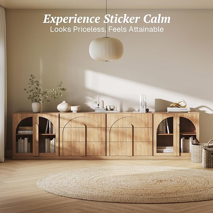 BELLEZE 4-Piece Modular Sideboard Buffet Cabinet Freely Configurable, Glass