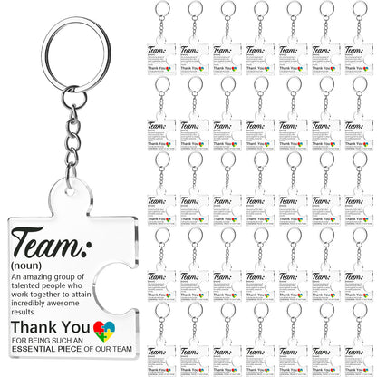 VZZNN Employee Appreciation Gifts – 36 Pack Team Gifts for Employees, Thank You Keychain Set for Staff, Teachers, Volunteers, Teamwork Gift Office Puzzle Piece Acrylic Keychains