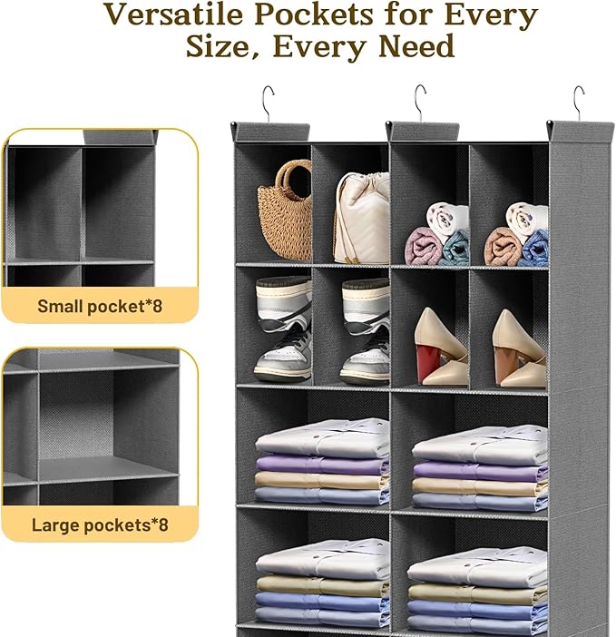 Ofiray-home 6 Tier Hanging Closet Organizer, 16 Compartments Sweater Organizer