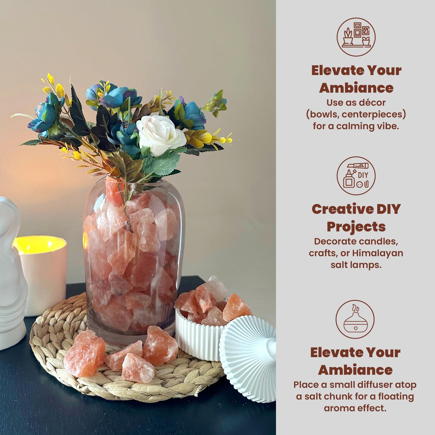 POHS Himalayan Pink Salt Chunks 11 Lbs Bag 100% Authentic Pure Natural Rock Salt Crystals, Extra Large1 .5 to 2.5 Inches chunks of rock himalayan salt.
