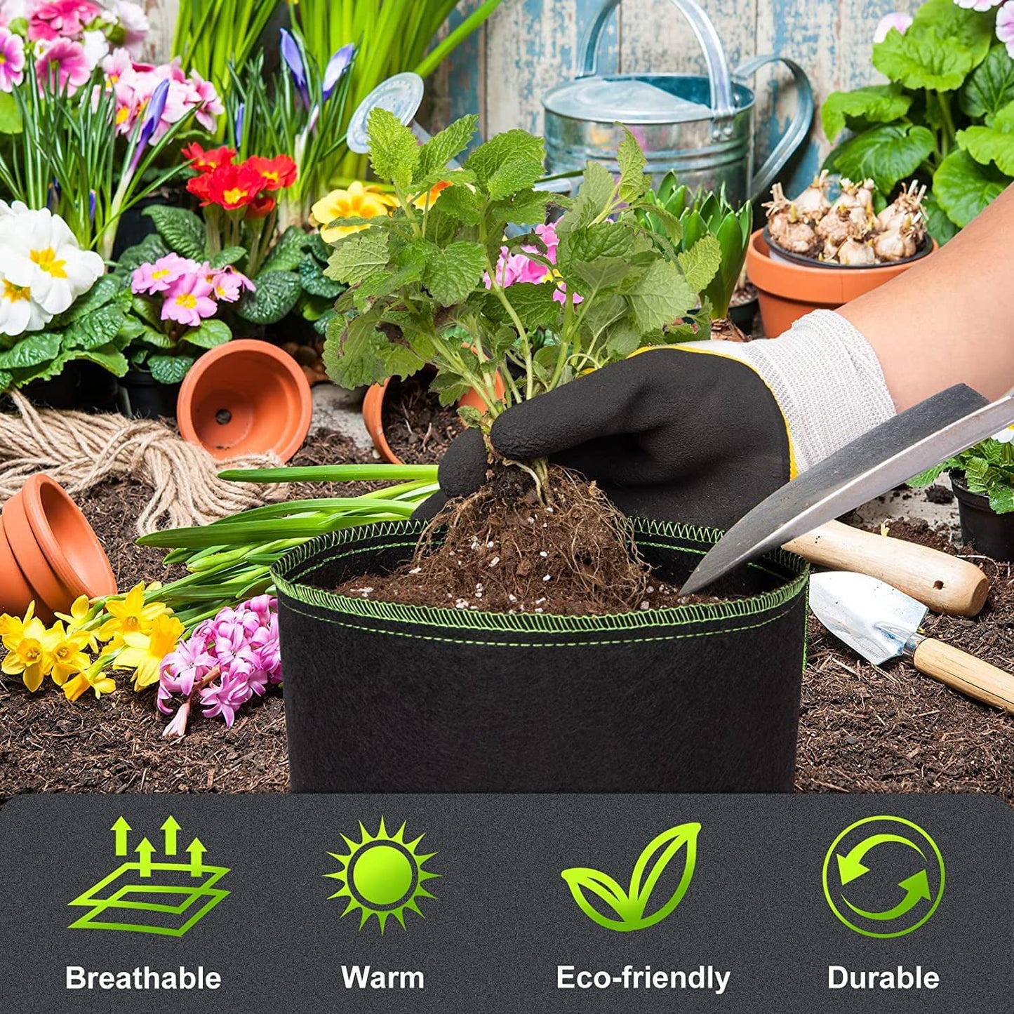 2 PCS Potato Grow Bags 40 Gallon with Flap Plant Grow Bags Garden Vegetable Planting Pots Grow Bags for Growing Potatoes Tomato and Fruits Outdoor 70cm/27.5inch Diameter 40cm/15.7inch Height