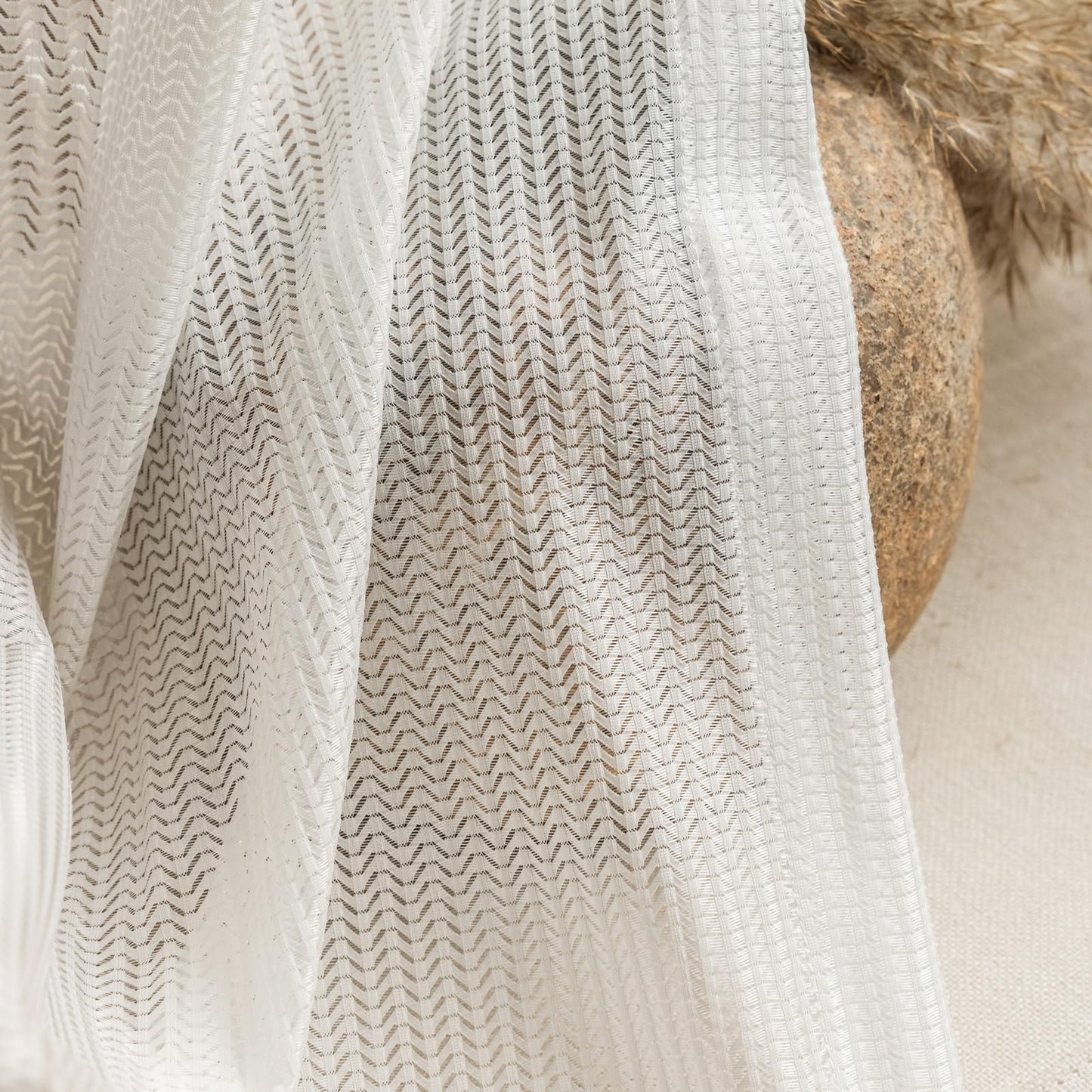 LETAU Off White Sheer Curtains 108 inches Long, Pinch Pleated Lace Little Waves Window Sheer Curtains Panels Drapery, 26" W x 108" L, 2 Panels