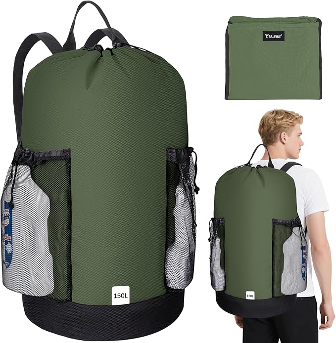 BALEINE 150L Laundry Bag Backpack, 900D Oxford Fabric Large Travel Laundry Bags