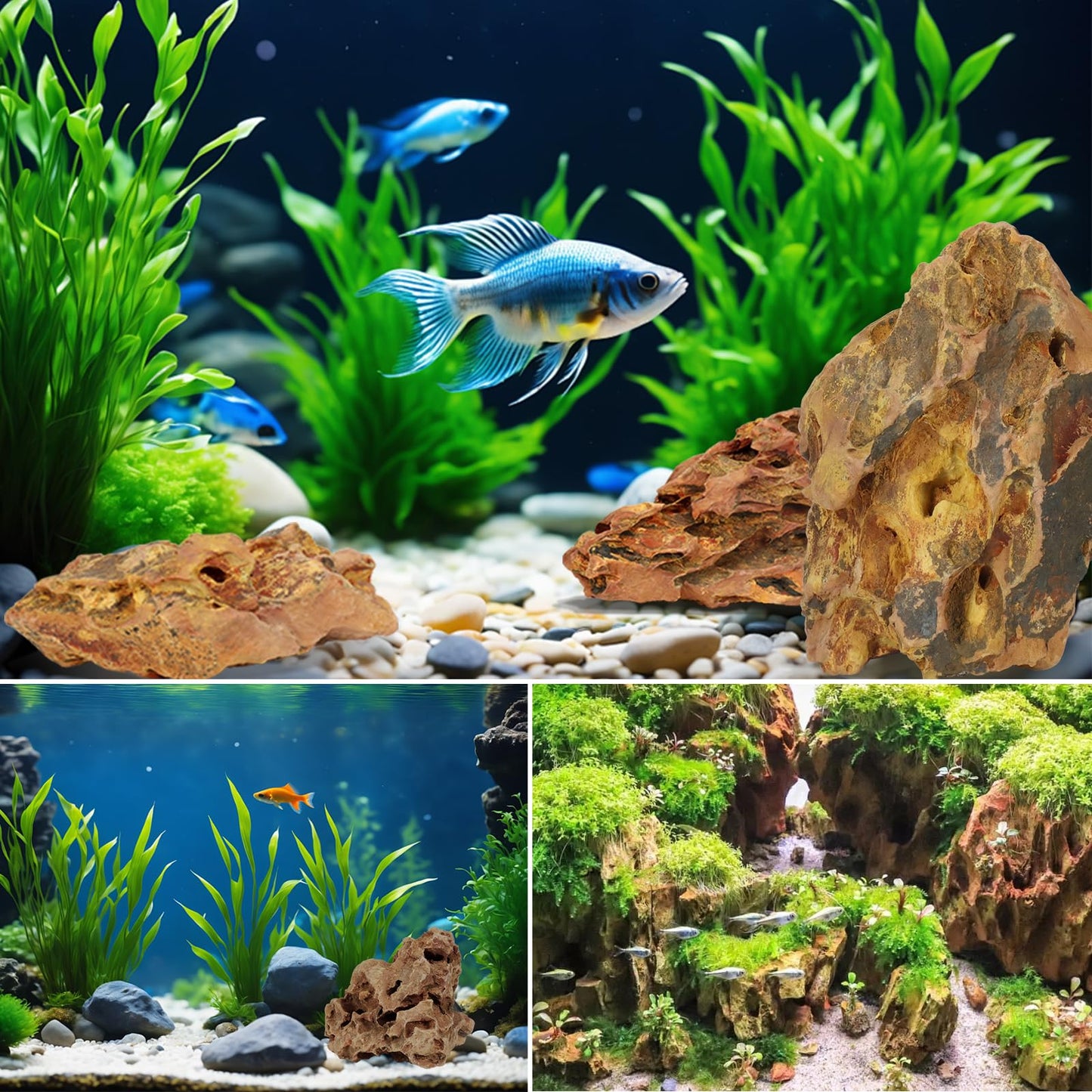 VOKOY 2.5lb Natural Dragon Stones, Aquarium Rocks Decoration Aquascaping Stone Landscaping Model for Fish Tank Decor Terrariums Paludariums Reptile Enclosures Gardens, 2-4 inches