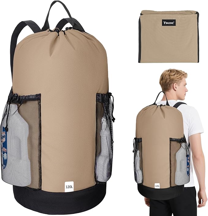 BALEINE 120L Laundry Bag Backpack, 900D Oxford Fabric Large Travel Laundry Bags