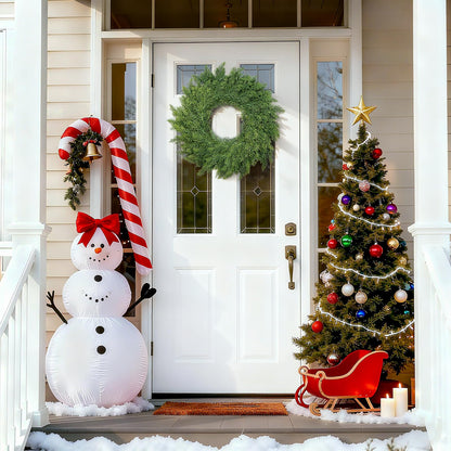 MEUIS Real Touch Cedar Wreath - 22 Inch Outdoor Traditional Artificial Greenery Wreath for Front Door Windows Indoor Weatherproof Holiday Decor