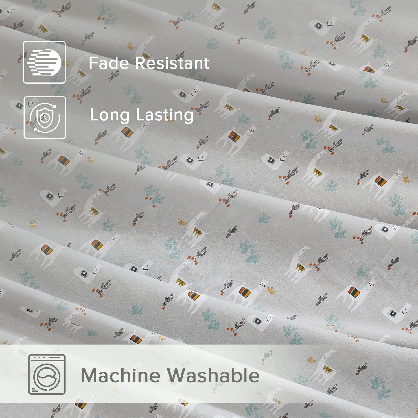 Comfort Spaces 100% Cotton Sheet Set Breathable, Lightweight, Soft with 14" Elastic Pocket Fits up to 16" Mattress, All Season Cozy Bedding, Matching Pillow Case, King Lama Multi 4 Piece