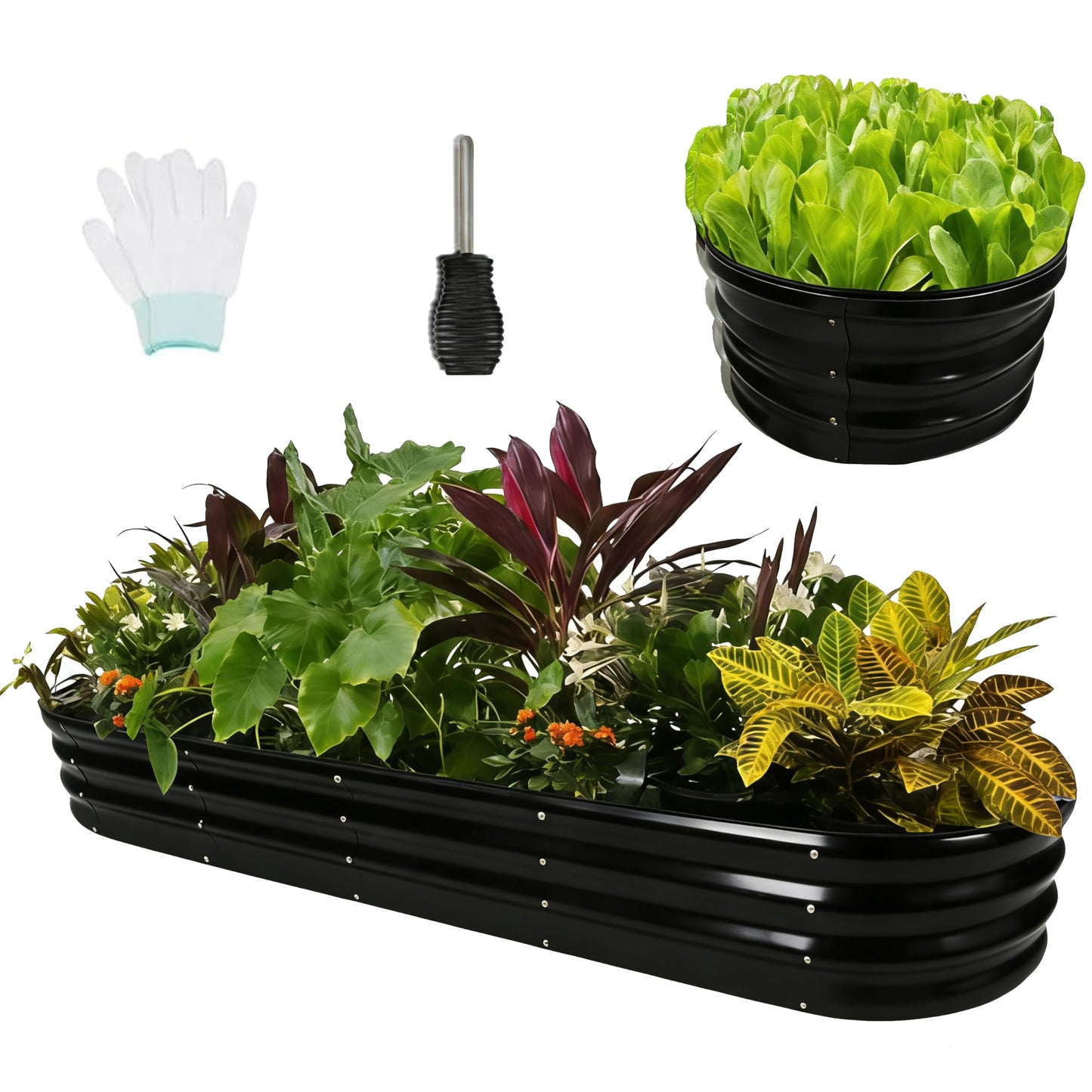 NestNature 2 Pack 17" Tall 10-in-2 Heavy-Duty Modular Galvanized Raised Garden Bed Kits - 8ftx2ft Metal Raised Beds for Planting Plants Vegetables Fruits Flowers Herbs - Outdoor Ground Planter Box