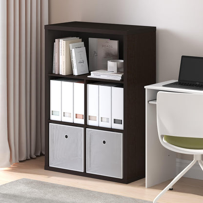 Furinno Cubicle Book Shelf, 5-Cube Bookshelf, Extra Thick Frame Cube Storage Organizer Bookcase with Closed Back, 15.3 x 29.9 x 43.3, for Living Room, Bedroom, Home Office, Black Dark Oak