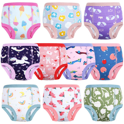 MOEMOE BABY Potty Training Pants, Toddler Reusable Training Pants Cotton for Girls, 10 pack, Light Violet, 2 Years