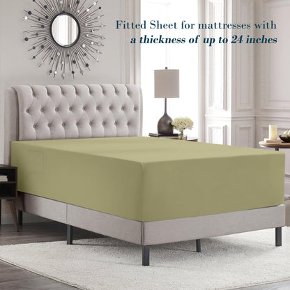Mocassi Full Size 4-Piece Bed Sheet Set - 1800 Premium Hotel Quality Microfiber 18-24 Inches Extra Deep Pocket Fitted Sheet- Luxury Soft, Breathable, Wrinkle, and Fade Resistant, Sage Green