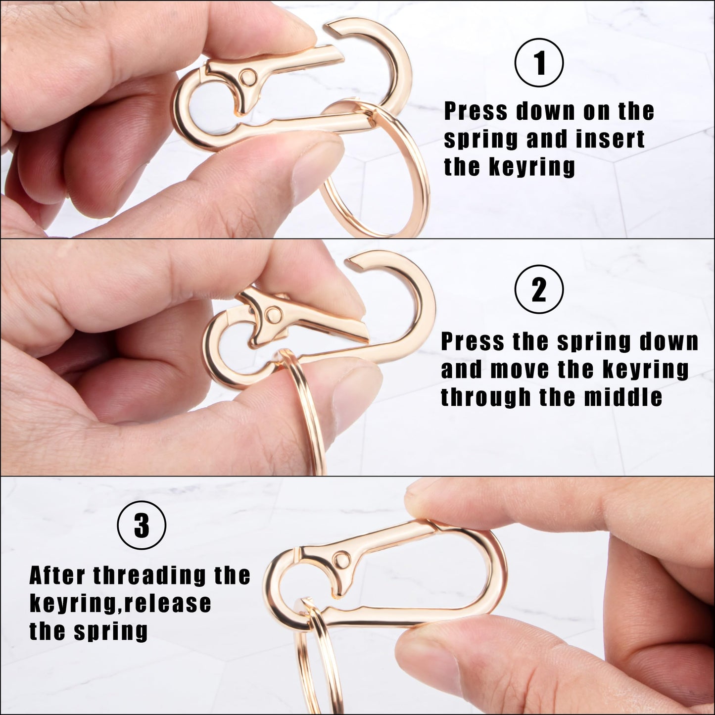 Wikavanli Metal Keychains Keyring Key Chain Ring Clip Holder Organizer for Home Car Keys Key Finder Women Men (2, Gold Black)