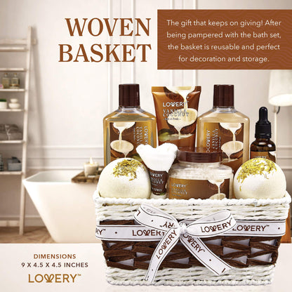 Gifts For Women Gift Basket for Women– 9 Piece Set of Vanilla Coconut Home Spa Set, Luxurious Valentines Day Gifts for Her, Bath and Body Sets Includes Fragrant Lotions, Large Bath Bombs, Coconut Oil