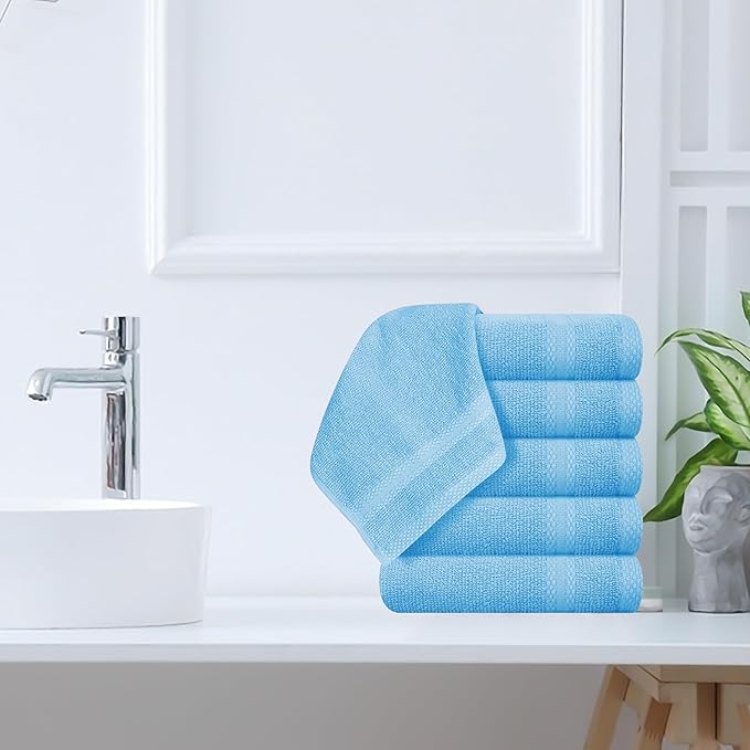 GLAMBURG Ultra Soft 12-Piece Washcloths Set 13x13-100% Ringspun Cotton