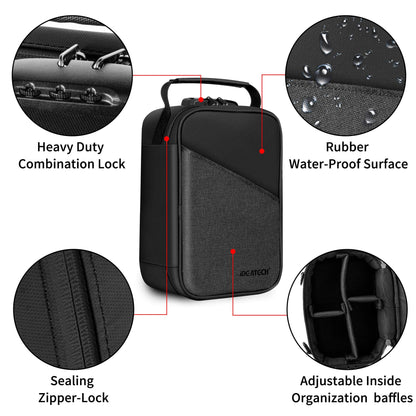 IDEATECH Smell Proof Bag, Stash Box with Lock, Smell Proof Containers, Odorless Travel Storage Bag, Home Organizer Case Lock Box with Accessories, Gift for Women/Men (Black)