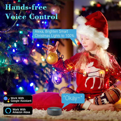BrizLabs Smart Christmas Tree Lights, 262ft 800 LED Color Changing WiFi Christmas Lights Work with Alexa & Google Home, Cool White & Multicolor APP Xmas Light Music Sync Smart Light for Xmas Tree Home