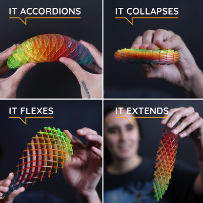 Morf Fidget Worm Toy - Desk Fidgets for Adults - Quiet Worm Fidget Toy Sensory Toys - Fun and Interactive Fidget Toy for Kids - USA Patent Pending Figgy Toys (Rainbow, Small)