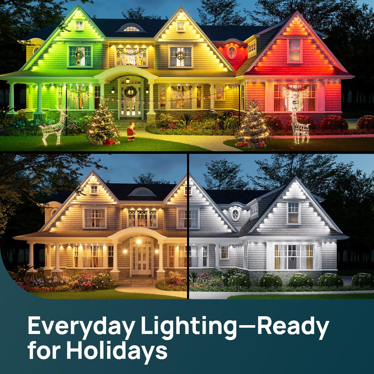 Linkind Permanent Outdoor Lights HP5,Smart AI RGBTW 150ft Christmas Lights, 85 Scenes Modes for Daily Holiday Christmas Decorations,IP67 Waterproof, Compatible with Alexa,Google Assistant