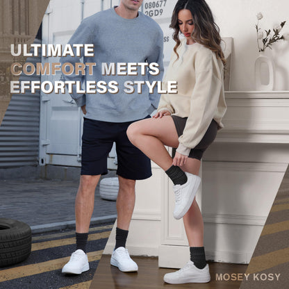 MOSEY KOSY Scrunch Cotton Socks, Slouch Calf Breathable Soft Socks for Women and Men, 4 Pairs (Black,M)