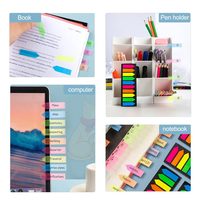 Ericter 2400 Pcs Sticky Tabs Page Markers Sticky Index Tabs, Arrow Flag Tabs - 10 Primary Color Tabs Page Flag Markers Bookmarks