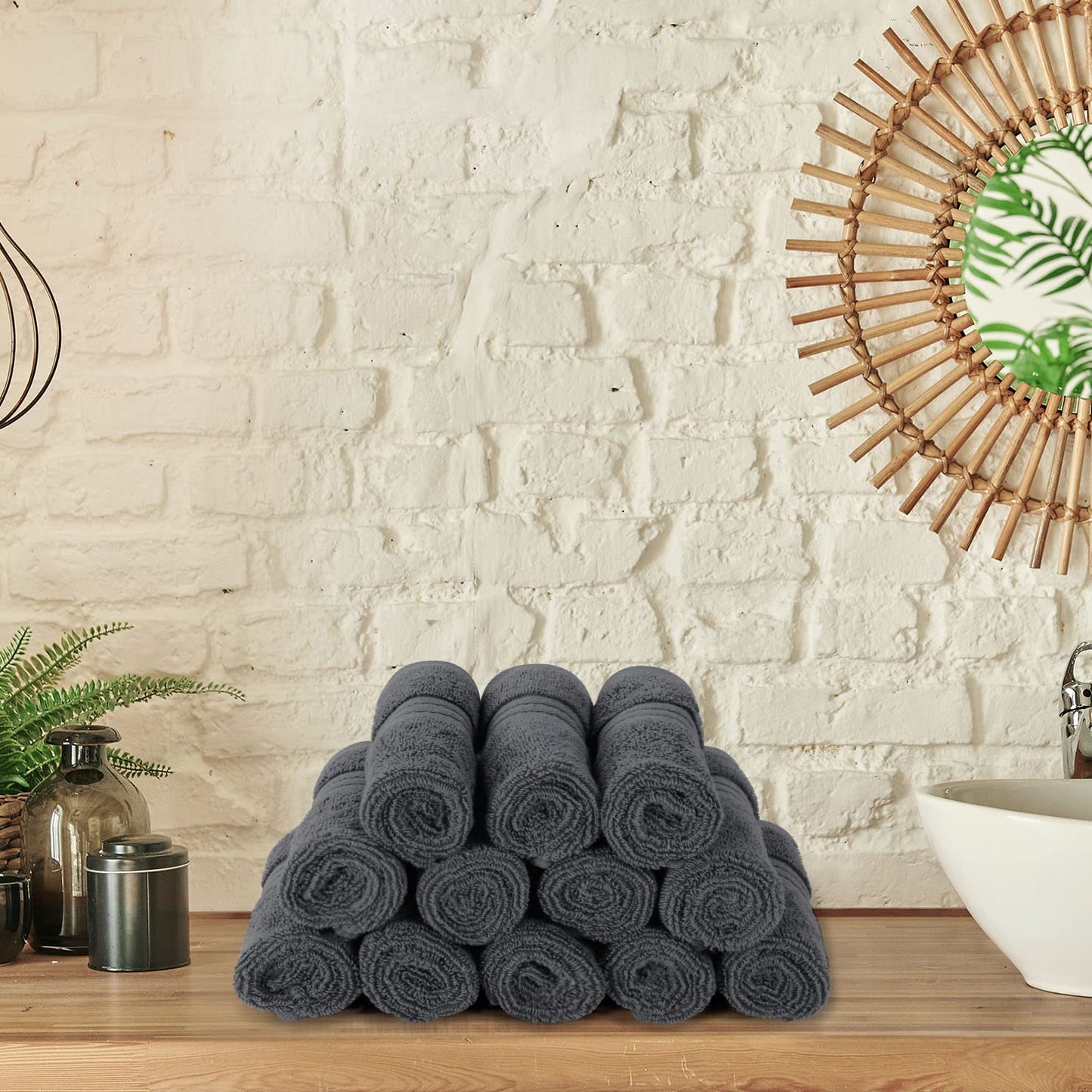 Utopia Towels - 12 Pack Luxury Flannel Face Cloth Set (30 x 30 CM) 100% Cotton Ring Spun, Highly Absorbent and Soft Feel Washcloths for Bathroom, Spa, Gym, and Face Towel (Grey)