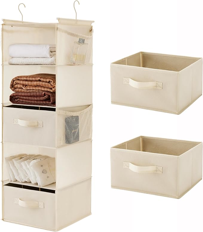 MAX Houser 5 Tier Shelf Hanging Closet Organizer, Cloth Hanging Shelf