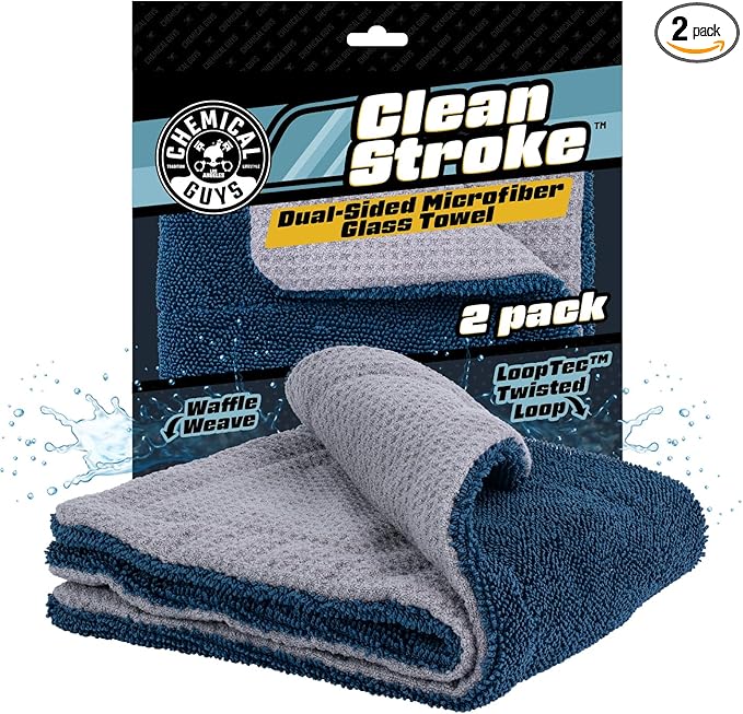 Chemical Guys Clean Stroke Dual-Sided Microfiber Glass Towels