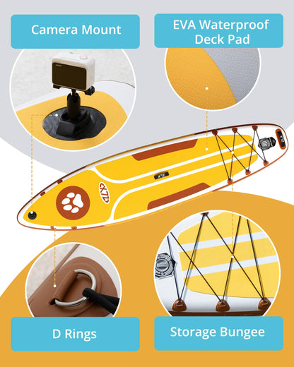 ZLX Inflatable Stand Up Paddle Board, 10'6" SUP Non-Slip Stable Deck Pad with Inflatable Seat, Unique Center Fin, Premium Accessories, Portable Paddleboard for Adults, Beginners, All Skill Levels