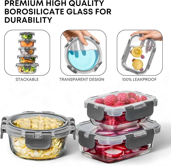 Razab 30 PC Glass Food Storage Containers