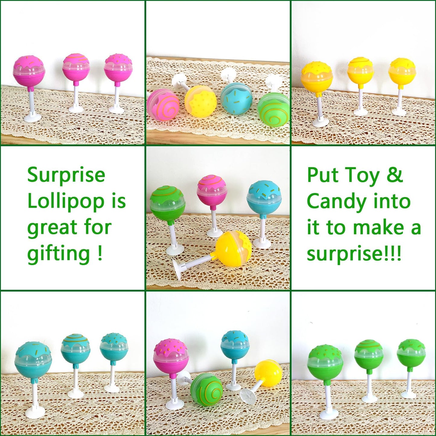 LILIDASO Empty Medium Plastic Lollipop Container,12 PCS Christmas Gift Party Favor Container,Fillable Mini Candy Box, Cute Container for Party, Suprise Gift , Birthday gift