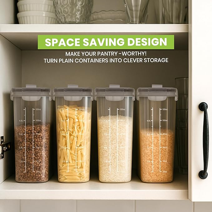 Utopia Kitchen Cereal Containers Storage Set – 4 Pack 4L Airtight Food Storage