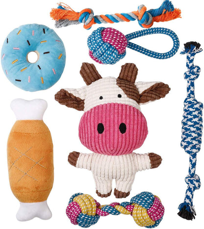 Toozey Dog Toys - 7 Pack Puppy Toys from 8 Weeks Small Dog - Interactive Chew Rope Toys, Non-Toxic Natural Cotton, Relieves Boredom