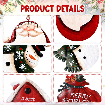 WILLBOND 8 Pieces Christmas Tin Metal Ornaments Tin Santa Claus Decorations Snowman Reindeer Christmas Ornaments for Holiday Celebrations Home Themed Party Decoration