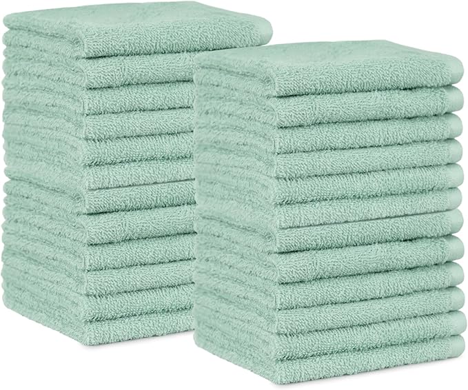 Amazon Basics Washcloth for Bathroom, 100% Cotton Extra Absorbent, Fast Drying
