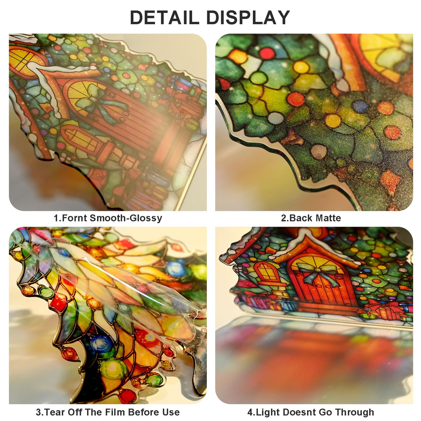 Christmas Tree Ornament Acrylic Suncatcher Window Hanging Wall Decor for Indoor Outdoor Doors Home