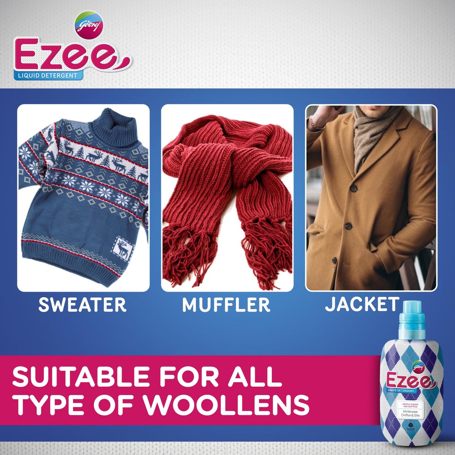 Godrej Ezee 1kg Liquid Detergent for Winter Wear, Woollens, Silks, Chiffons & Delicate Clothes