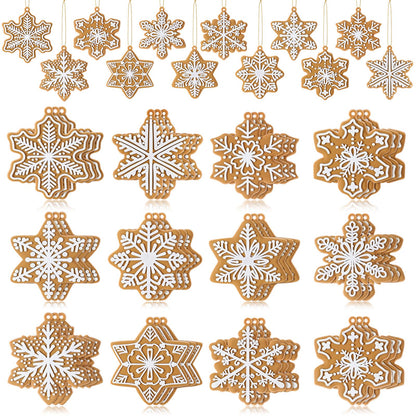 Syhood 36 Pcs Christmas Gingerbread Snowflake Ornaments Gingerbread Cookie Ornaments for Xmas Tree Hanging Decor Silicone Decorations for Holiday Party