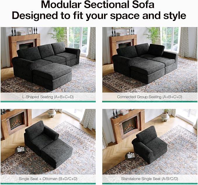 Novilla 108" Modular Sectional Sofa, Modular Sectional Couches