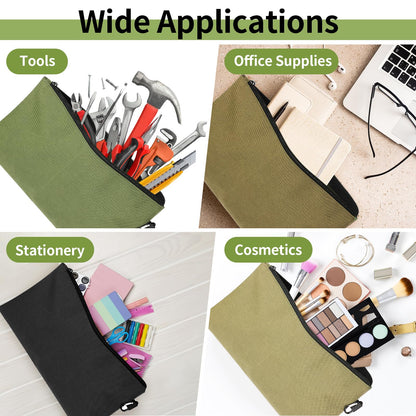 COIDEA Tool Bag Zipper Pouch, Premium Tool Pouch, Utility Multipurpose Storage Organizer Tool Pouches with Carabiner Metal Zipper for Tools (6 Pack, Tan, Navy Green, Black, Light Brown, Grey, Mocha)
