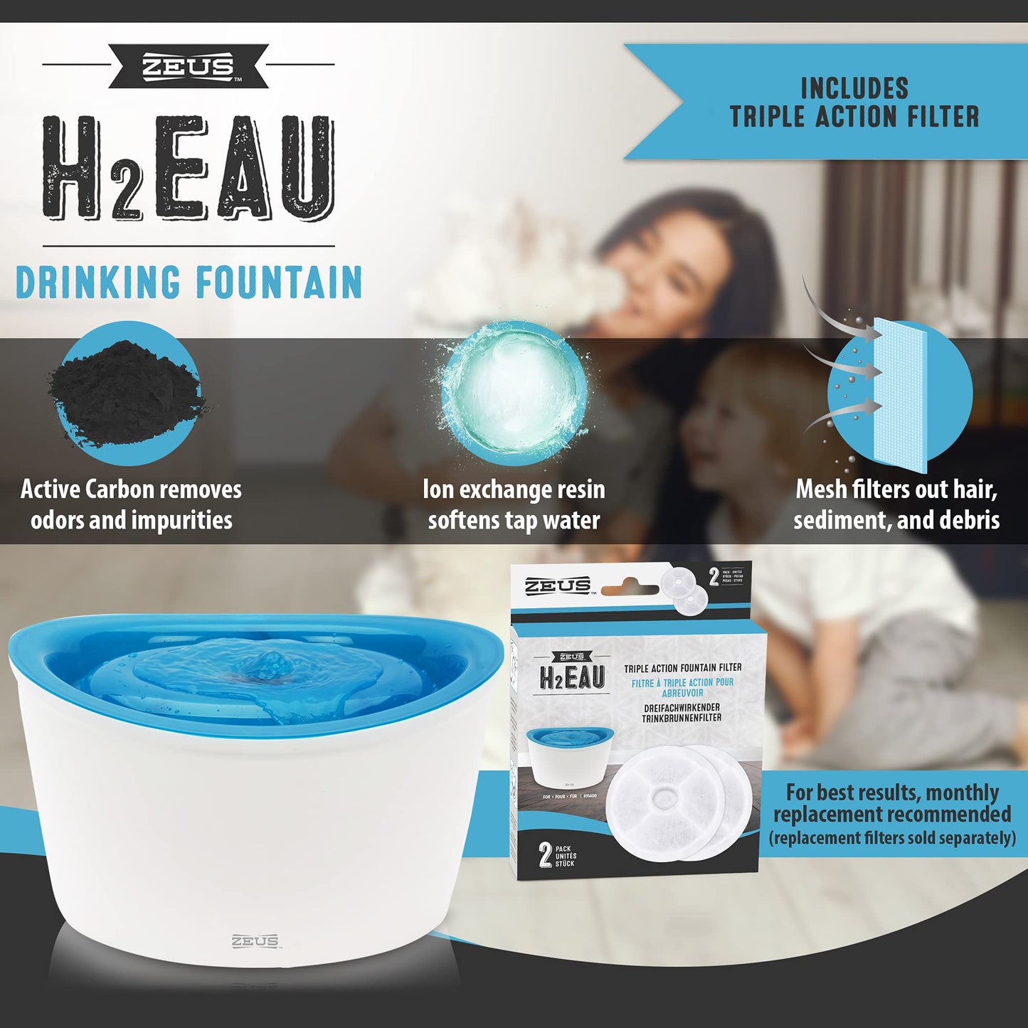 Zeus H2EAU Dog Water Drinking Fountain
