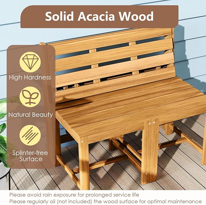 Tangkula 3-in-1 Convertible Bench Picnic Table, Space-Saving Patio Convert A