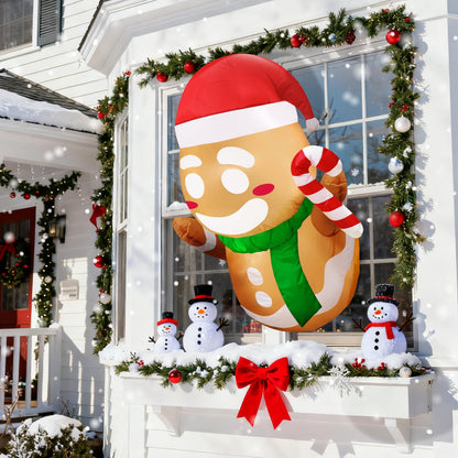 TURNMEON Christmas Inflatable Gingerbread Man Broke Out from Window, Built-in Bright LED Lights 3.5FT Blow Up Xmas Decor, Indoor Outdoor Yard Garden Lawn Home Party Christmas Window Decorations