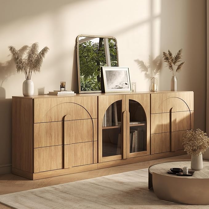 BELLEZE 3-Piece Sideboard Cabinet Set Freely Configurable, Modern Wood Modular