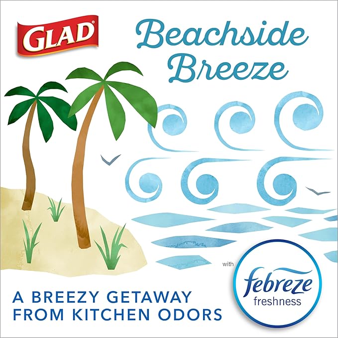 Glad Tall Kitchen Trash Bags 13 Gallon, MaxStrength Beachside Breeze Garbage