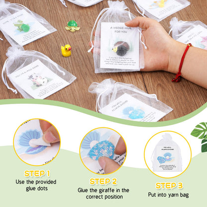 FACULX 100 Set Employee Appreciation Gifts Bulk for Coworkers Staff Thank You Gifts - Funny Resin Animal Favors Ducks Owls Turtles Stars Giraffe with Inspirational Note Cards Office Pocket Pun Favors