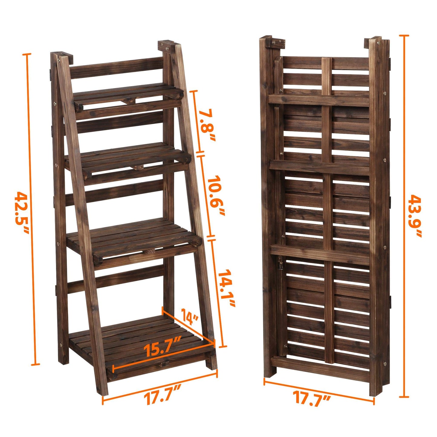 Yaheetech Foldable Ladder Shelf Wooden Plant Stand Indoor Outdoor Shelves No Assembly Flower Display Multi-Functional Shelves Outdoor Storage Shelf for Living Room/Garden/Office/Kitchen Brown